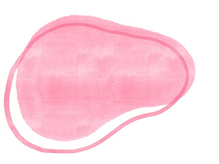 Abstract watercolor stain organic freeform shape with line