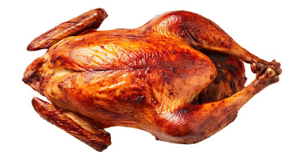 Topview Roasted turkey. Isolated on Transparent background.