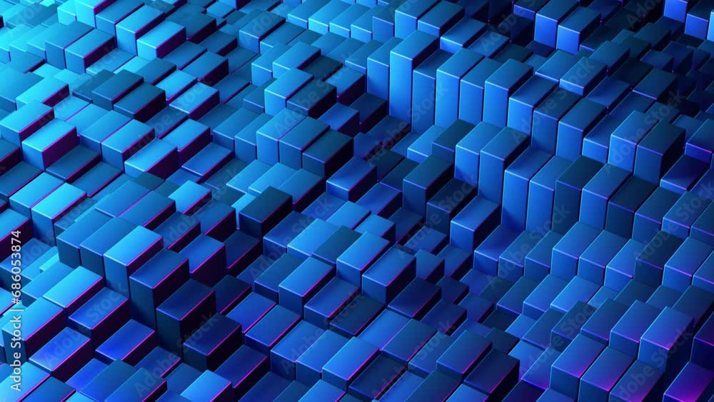 Poster abstract digital space featuring rising and falling blue chart bars. concept of data science, inform