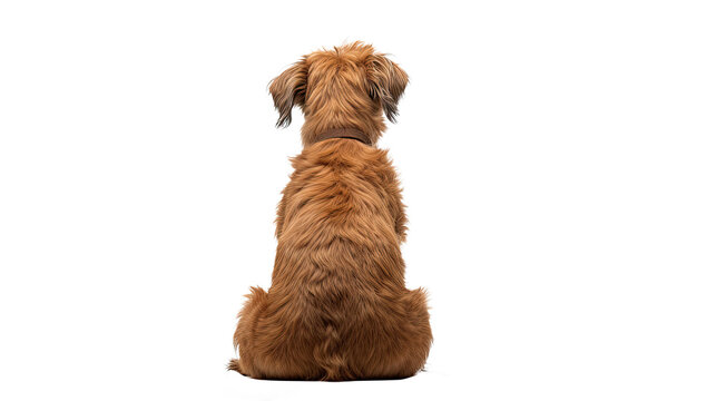 Sitting dog back view. Isolated on Transparent background.