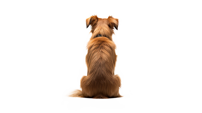 Sitting dog back view. Isolated on Transparent background.