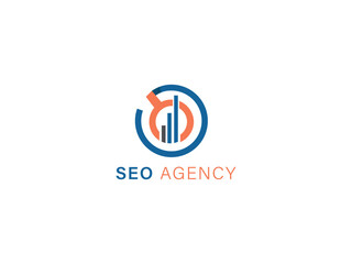 SEO agency logo and business card template. Vector illustration.