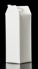 front view of a fully white milk carton, no lettering, isolated on black 