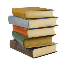 Stack of Old books isolated on white background