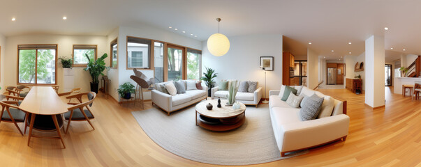 360 living room panorama interior. Modern high degree definition.