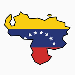 Outline drawing of Venezuela flag map.