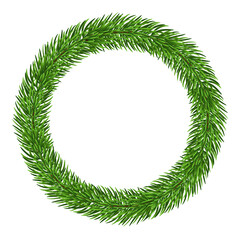 Christmas green wreath isolated on transparent background. PNG