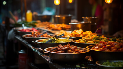 Street food in India, different food stalls