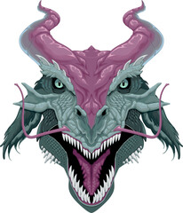 Dragon head, vector isolated animal
