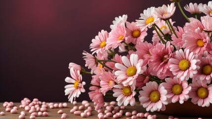 Pink Piggy Bank Chamomile Flowers, HD, Background Wallpaper, Desktop Wallpaper 
