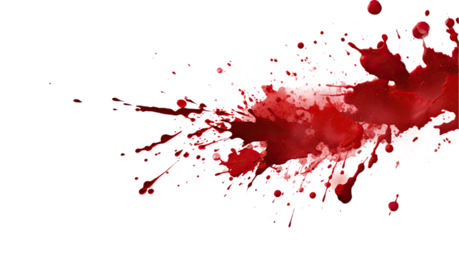 Dark Drops of blood, blood splash, blood spot. Isolated on Transparent background.
