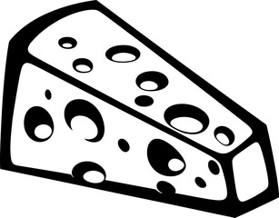 Cheese silhouette in black color. Vector template design.