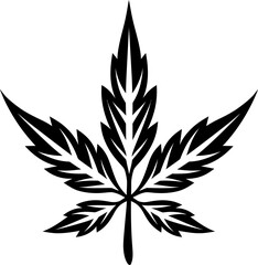 Marijuana canabis leaf icon silhouette in black color. Vector template for tattoo or laser cutting.