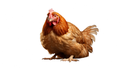 One fat Chicken. Isolated on Transparent background.