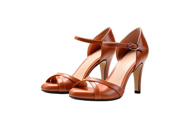 A Realistic Image Capturing the Elegance of Ankle Strap Heels on White or PNG Transparent Background