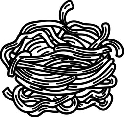 Italian fettuccine pasta line drawing illustration