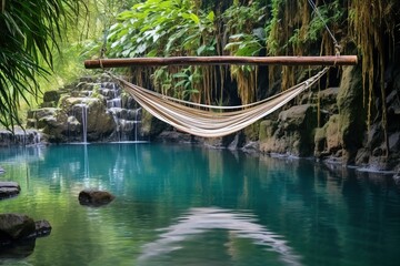 Fototapeta premium Pure reflection and hammock relaxation