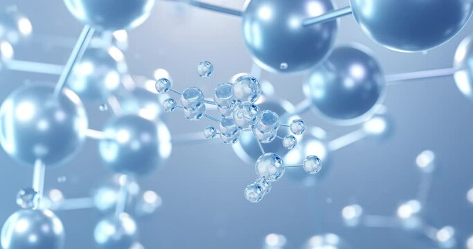Paracetamol, rotating 3D model of acetaminophen, seamless looped video, molecular structure with selective focus