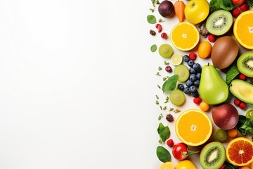 Obraz na płótnie Canvas Healthy food with vegetable and fruit, copy space , generative ai