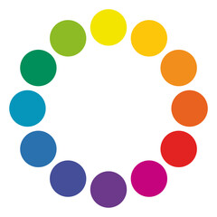 12 sectioned color wheel with circles,Color wheel palette circles vector template transparent background.