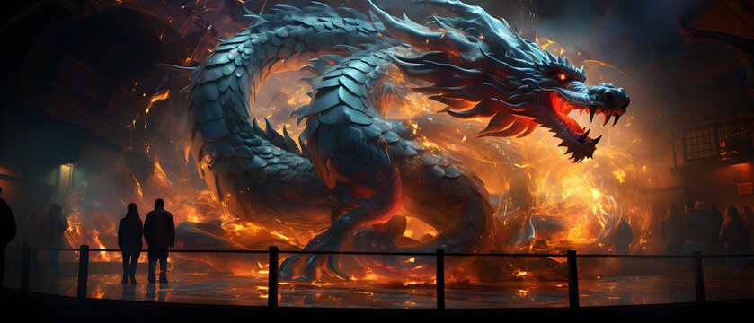 Mystical dragon. Illustration On The Theme Of Religion And Culture, Fairy Tales And Legends. Generative AI	
