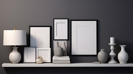 Personalize your space with a 3D ed photo frame and mockup, seamlessly integrating into a sophisticated gray wall.