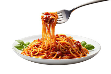 Delicious spaghetti with sauce linguine on a fork On Transparent Background - Powered by Adobe