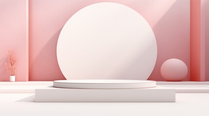 Step into the world of minimalistic charm with a 3D background products podium scene, highlighting a white pedestal in vector 3D ing. This stage showcase is perfect for presenting cosmetic products, c