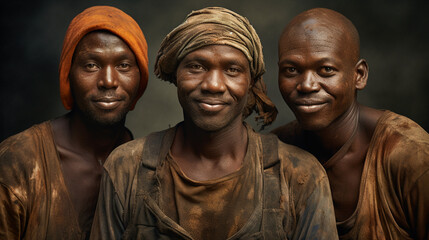 Fototapeta premium Three afro american workers portrait
