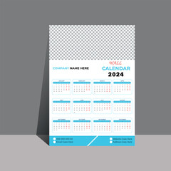 Calendar 2024, calendar 2024 and calendar week start Sunday corporate design planner template. Wall calendar in a minimalist style