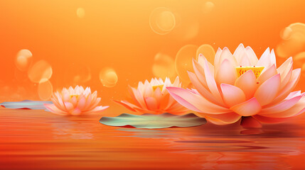 lotus flower on orange background