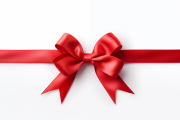 Simple red ribbon placed on a white background.