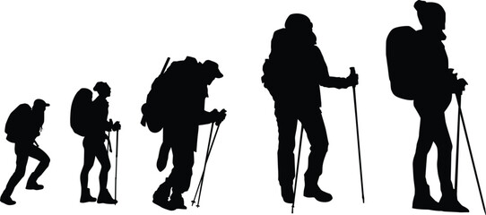 Trekking Hiking silhouette mout climb illustration vector