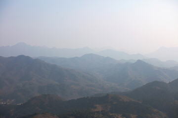 Mountains under the hazy weather