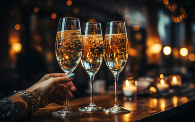 kieliszki z szampanem wznoszenie toastu, uroczystość