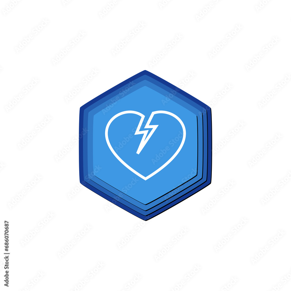 Poster broken heart button icon isolated on transparent background