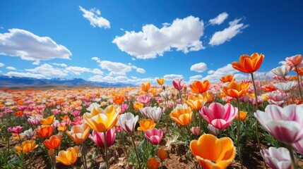 Colorful Tulip Field Taken South Kore, HD, Background Wallpaper, Desktop Wallpaper 