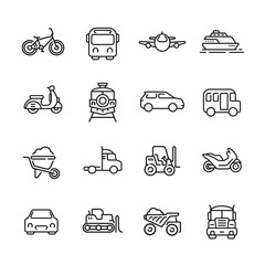 Transport icon set isolated on white background