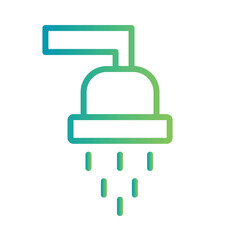 Shower Water Number Gradient Outline Icon