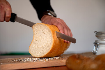 Cutting white bread