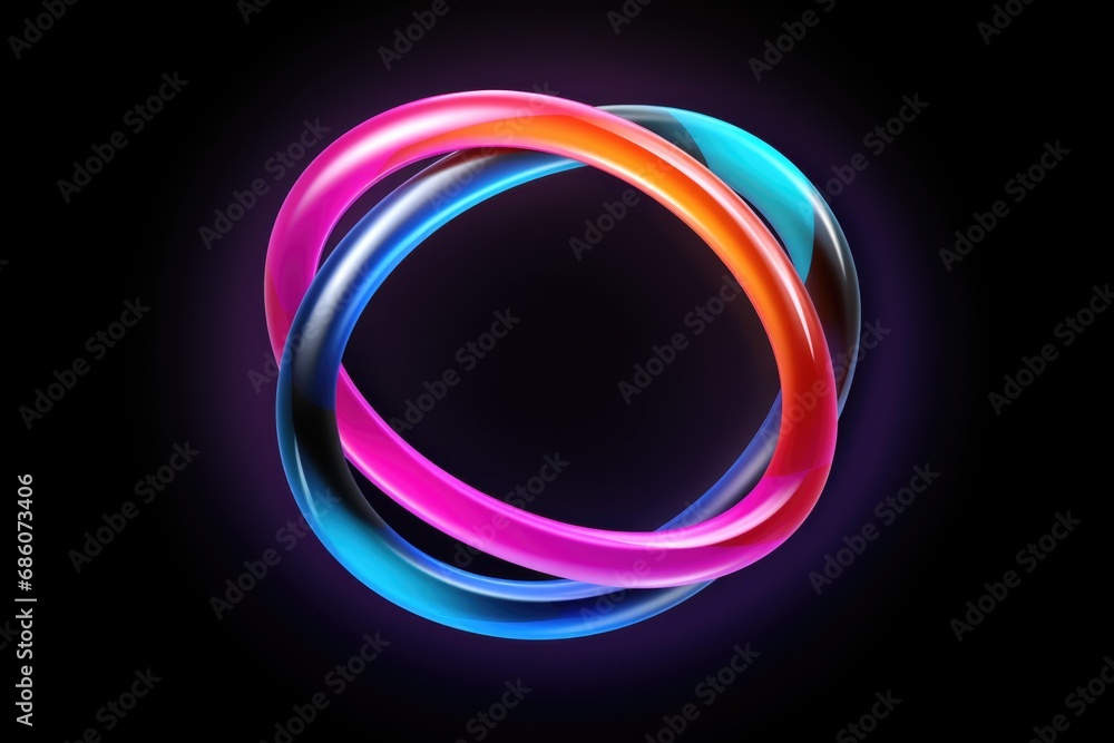 Poster a colorful circular object on a black background.