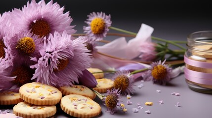 Obraz na płótnie Canvas Dandelion Cookies Laid Out On Table, HD, Background Wallpaper, Desktop Wallpaper 