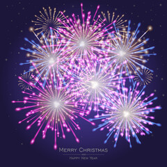 Festive square background with colorful fireworks vector