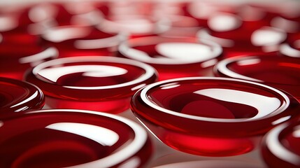 Abstract Composition of Radiant Red Circular Shapes with Glossy Reflective Surfaces