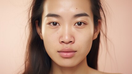 Naklejka premium Imperfect skin adds character and uniqueness to the closeup portrait of an Asian woman.
