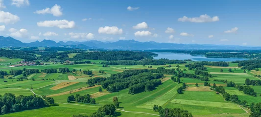 Foto op Canvas Die Region um Bad Endorf im Chiemgau in Oberbayern im Luftbild, Ausblick zum Simssee und zum Alpenrand © ARochau
