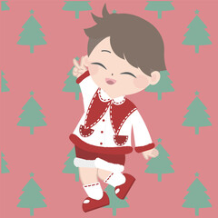  christmas eve by msik, in the style of traditional poses, kawaii charm, tetsuya nomura, white and red, dance