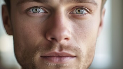 Fototapeta premium A tight frame capturing the man's eyes in striking detail.