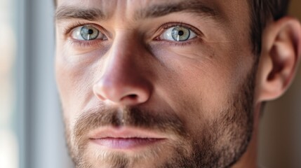 Fototapeta premium Tight shot capturing the intensity in a man's stare.