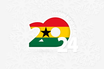 New Year 2024 for Ghana on snowflake background.
